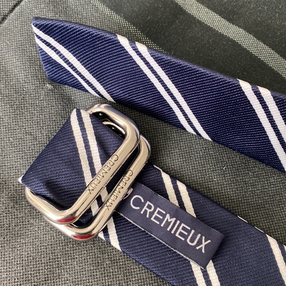 Crémieux double-d navy and white stripes canvas belt - Picture 8 of 17
